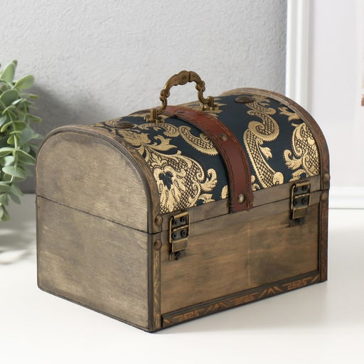 Шкатулка для украшений «Сундук. Золотые китайские огурцы», дерево, 20×15×15.5 см