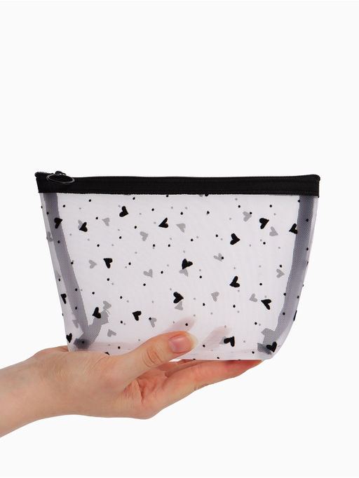 Косметичка женская Little love, с рисунком, на молнии, чёрная