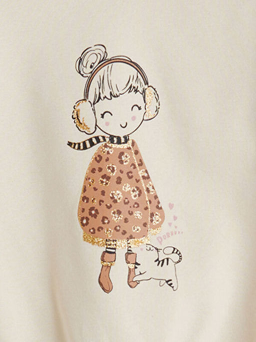 Bisiklet Yaka K?z ?ocuk Sweatshirt ve Tayt