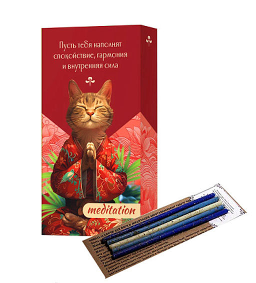 Набор MEDITATION2 благовония HEM с подставкой и восковые свечи с травами - Сандаловый дом фото 2