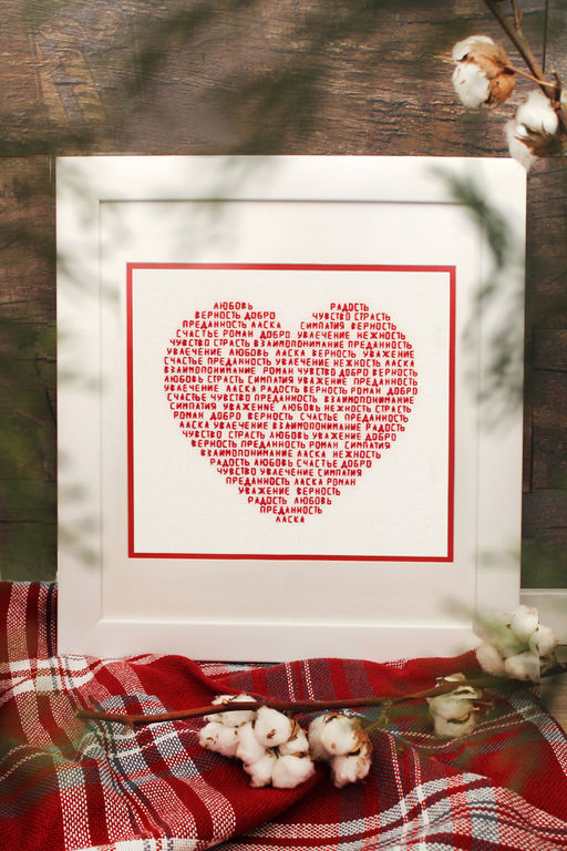 Набор для вышивания PANNA SO-7292 Сердце из слов 18.5 х 16.5 см