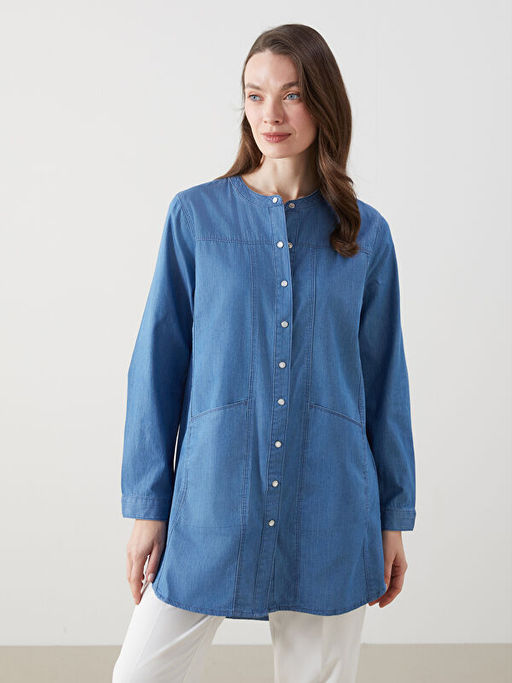 Bisiklet Yaka Kad?n Jean Tunik