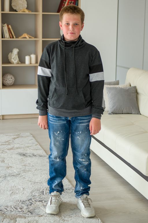 Толстовка подростковая из футера Оскар антрацит - Амадэль фото 2