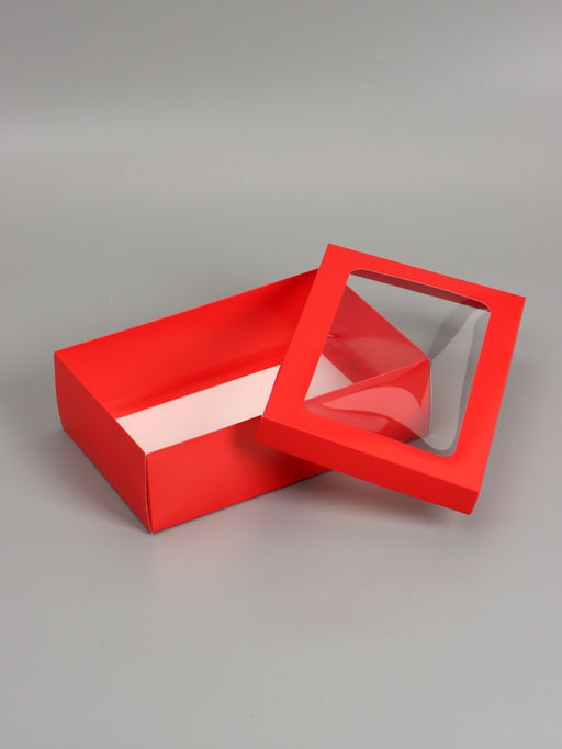 Цена за 5 шт. Коробка складная «Красная», с окном 30 х 20 х 9 см