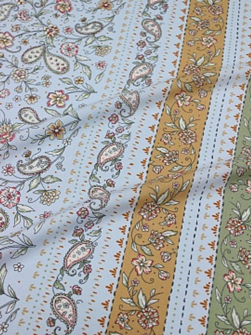 Штапель Премиум Нежные пейсли с каймой цв.голубой, СОРТ2, ш.1.45м, вискоза-100%, 120гр/м.кв - Купава фото 9