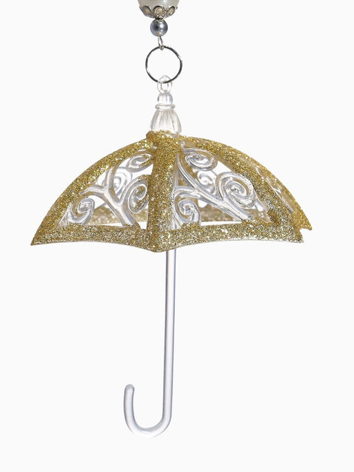 Цена за 2 шт. Ёлочная игрушка Зимнее волшебство. Зонтик - полосы, 1011.5 см, прозрачно-золотой фото 11
