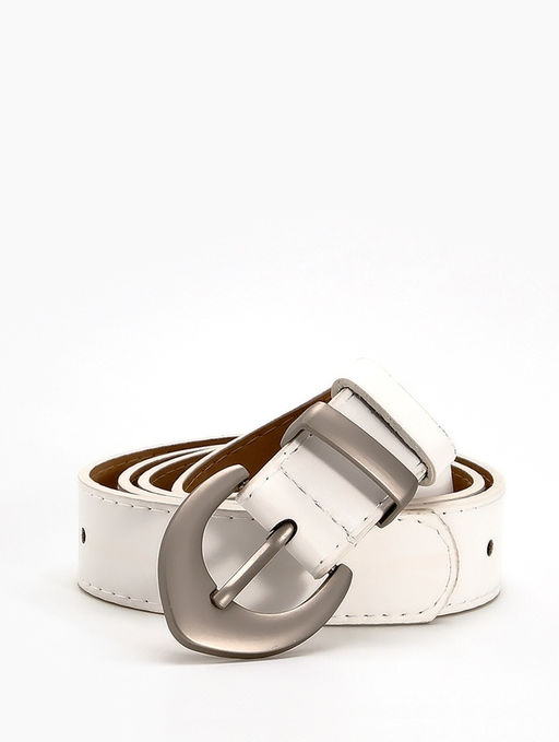 Ремень женский, 110×3 см, пряжка металл матовая, серебристая, белый