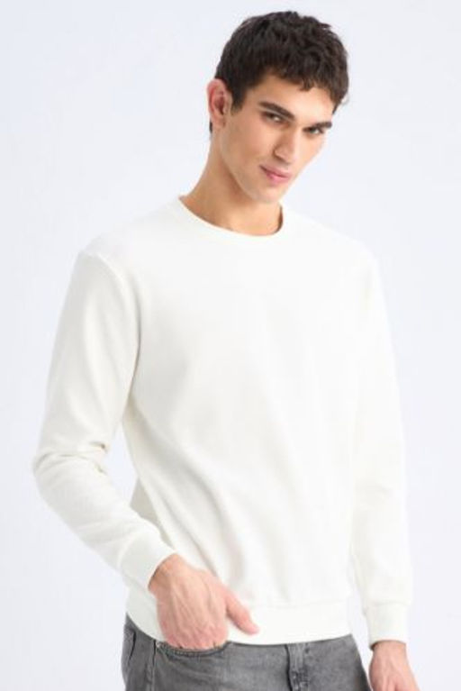 Regular Fit Bisiklet Yaka Jakarl? Sweatshirt