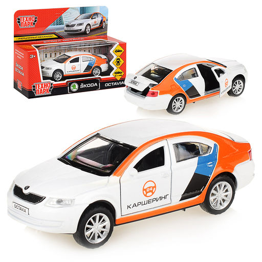 . Модель "Skoda Octavia. Каршеринг" арт.OCTAVIA-12DEL-WH мет. 12 см двери, баг, инер. белый