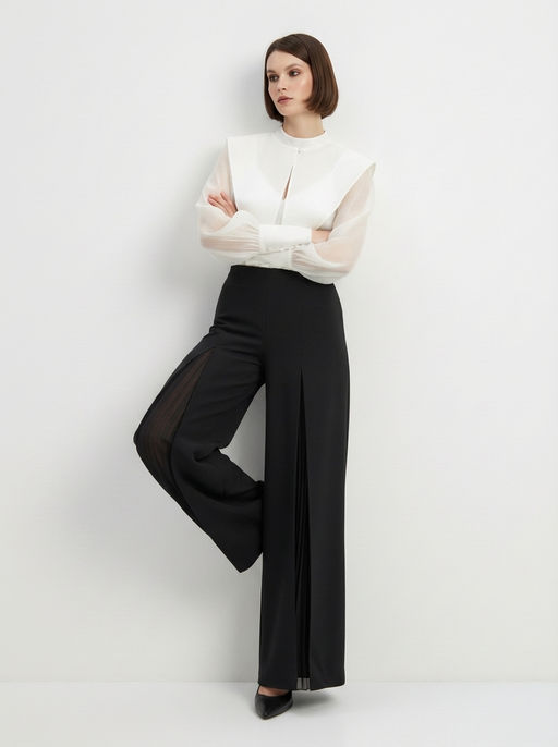 Блузка из органзы со съемным воротником OD-930-1 синий