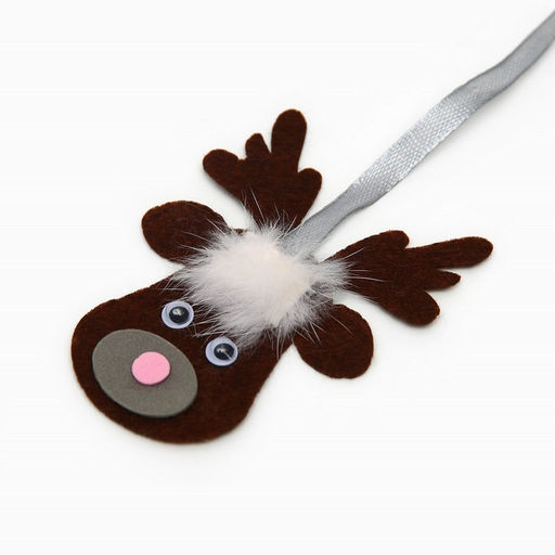 Дразнилка-удочка Олень на деревянной палочке для кошек, коричневый, 9935976 - Пижон фото 3