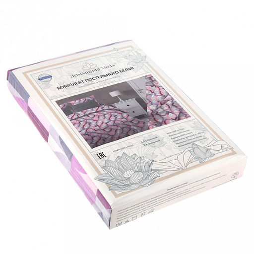 Постельное белье, комплект Евростандарт "Идиллия" белый, 4 предмета: пододеяльник 200х215см, простыня 220х240см, 2 наволочки 50х70см, поплин 115г/м2, хлопок 100%, упаковка "классическая" ПВХ 34,5х41см, "Домашняя мода" (Россия)