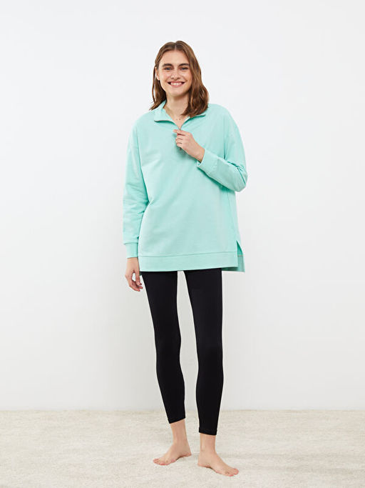 Dik Yaka D?z Uzun Kollu Kad?n Pijama ?st