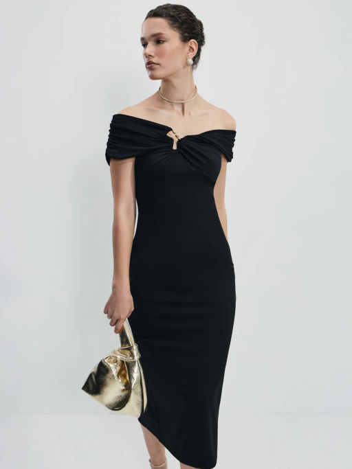 Платье миди с открытыми плечами / Zarina