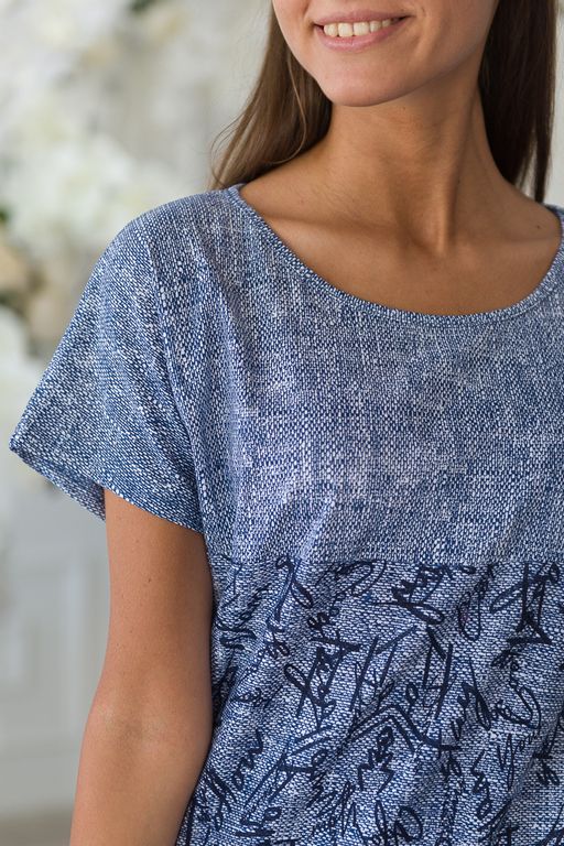 Туника женская из кулирки Льняная палитра-2 синий - Амадэль фото 6