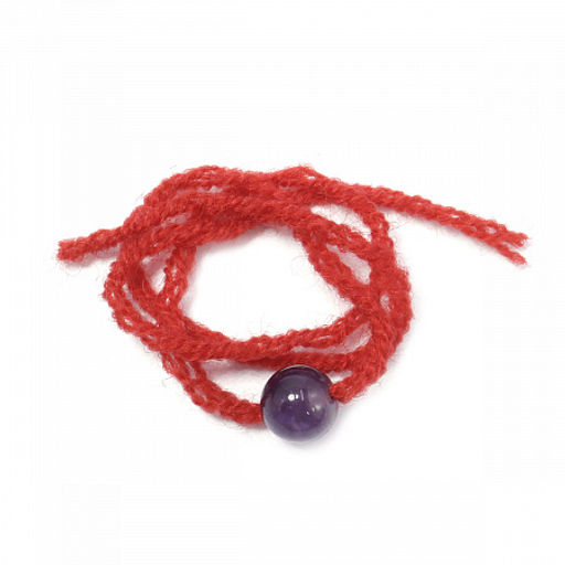 Браслет красная шерстяная нить с камнем Аметист символ верности и вечной любви - Сандаловый дом фото 2