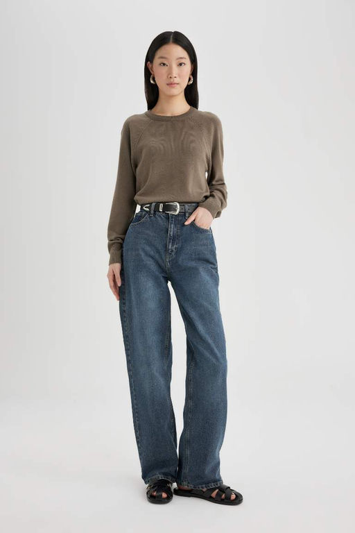 Свитер обычного кроя с круглым вырезом - Defacto фото 3