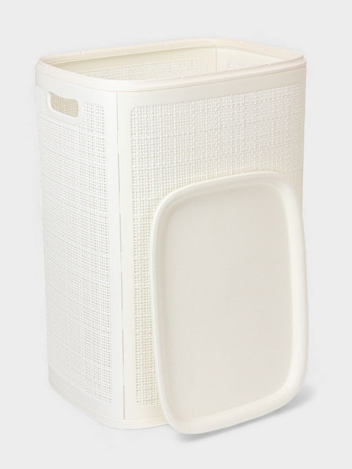 Плетёная корзина для белья с крышкой "Лён" 75л 43×32×60см, цвет белый