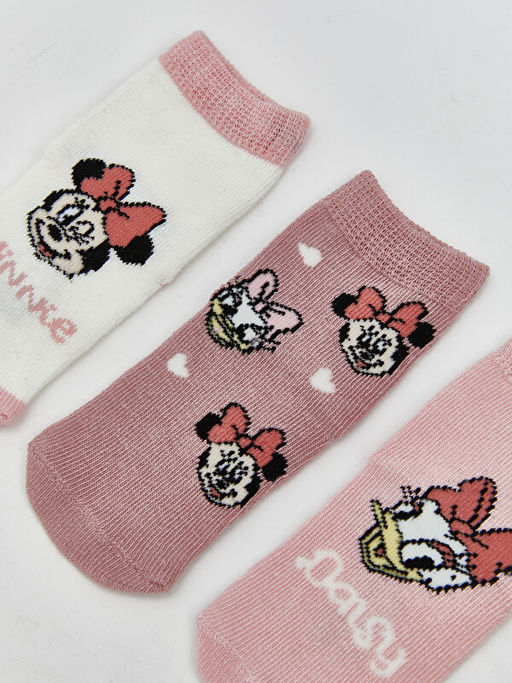 Minnie Mouse Bask?l? K?z Bebek Soket ?orap 3l?
