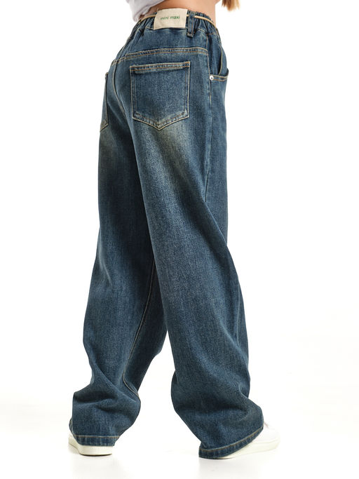 Джинсы для девочек прямого кроя 33-69031 синий - Mini maxi фото 2