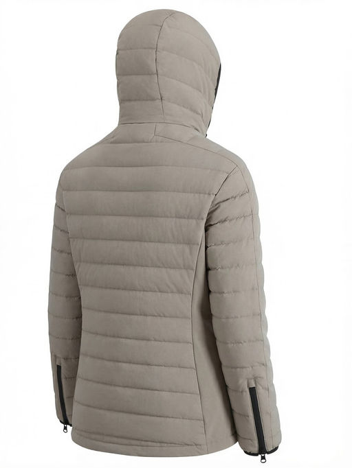 Куртка женская гибридная стёганая с капюшоном с графеновой подкладкой бежевого цвета 9622_1B