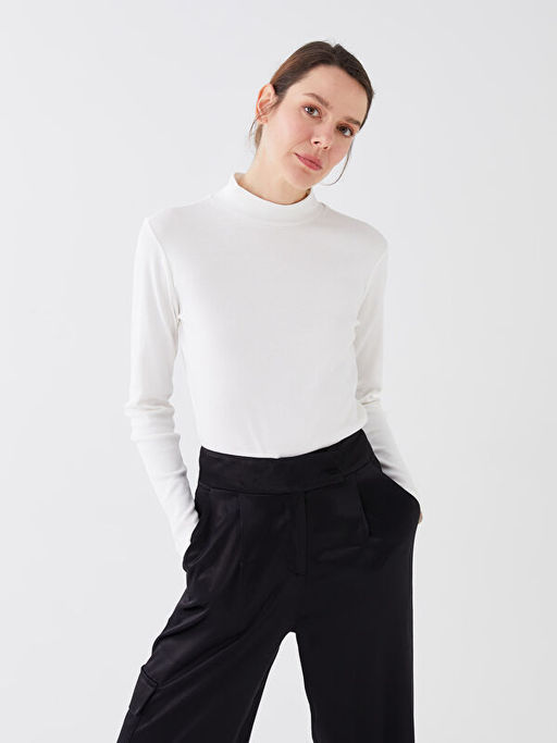 Dik Yaka D?z Uzun Kollu Kad?n Body