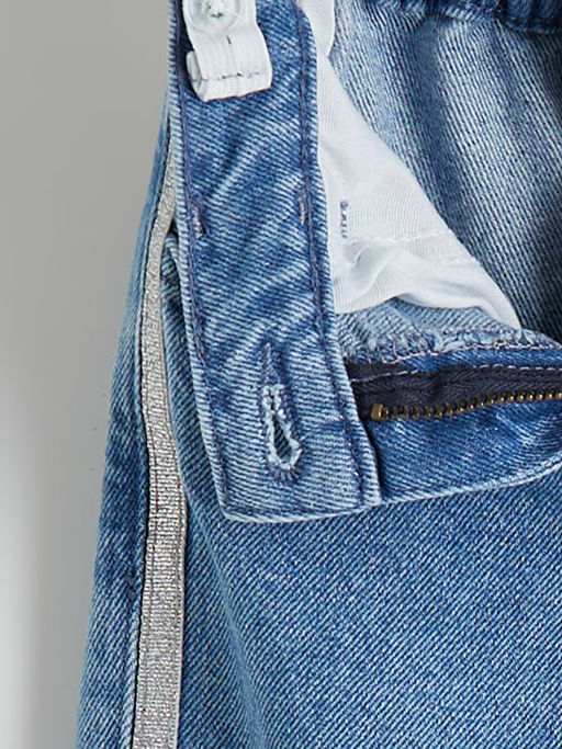 Regular Fit Yanlar? ?eritli K?z ?ocuk Jean Pantolon