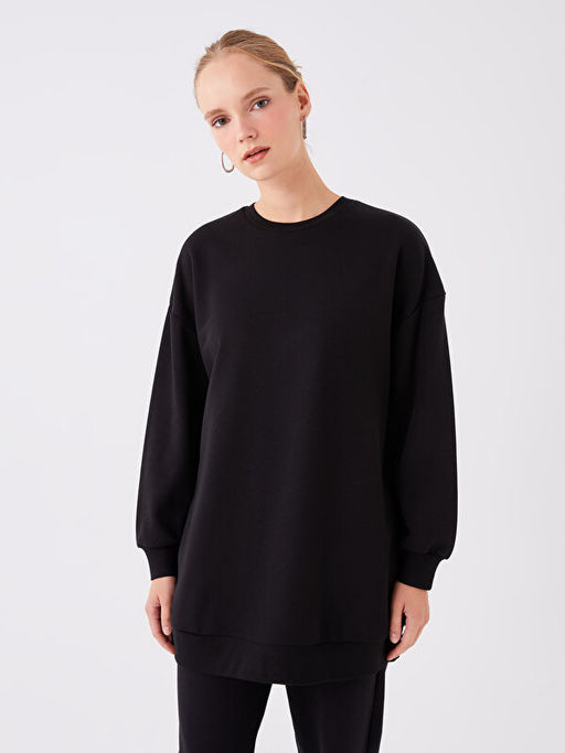 Bisiklet Yaka Kad?n Kal?n Sweatshirt Tunik