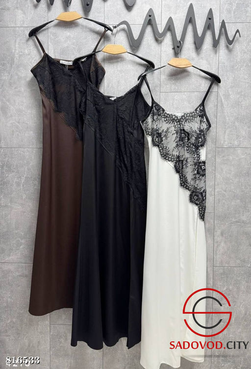 Женственное платье-комбинация с разрезом и кружевом - Bruno фото 8