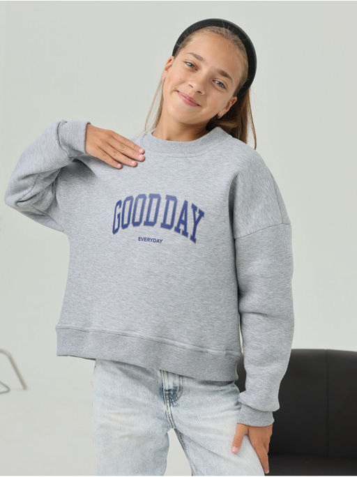 Свитшот Начес Эвердэй Серый Меланж Девочка - София фото 3