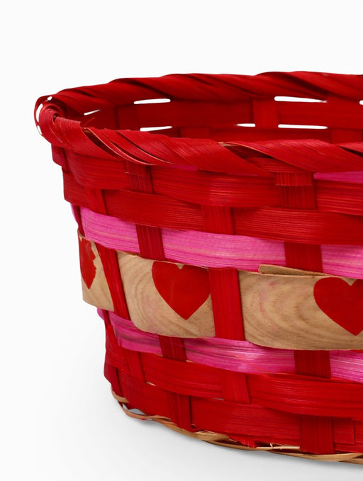 Корзина плетёная для хранения «Сердечки», 25×20×10 см, бамбуковая, красная, Greengo
