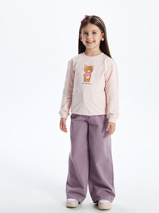 Bisiklet Yaka Uzun Kollu Bask?l? K?z Bebek Sweatshirt - Waikiki фото 2