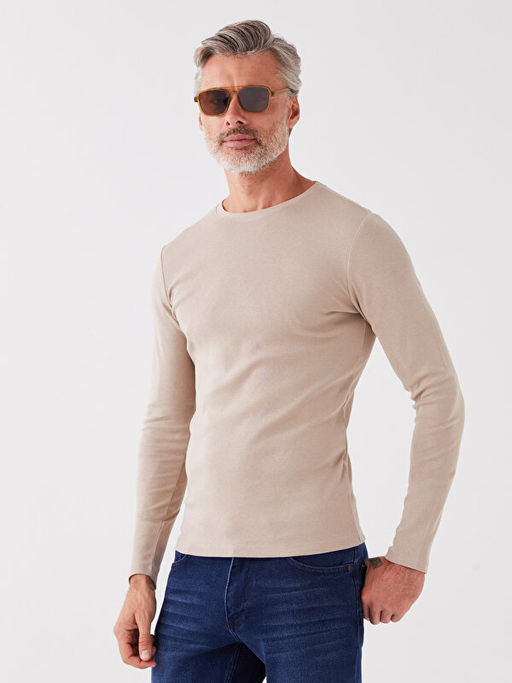 Bisiklet Yaka Uzun Kollu Erkek Sweatshirt