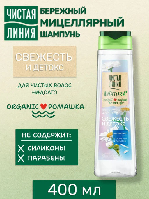 ЧИСТ.ЛИНИЯ д/волос шампунь 400мл Свежесть и Детокс