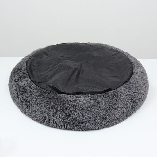 Лежанка для собак и кошек, длинный мех, 80 х 80 х 25 см, серая - Пижон фото 5