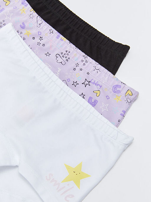 Bask?l? Pamuklu K?z ?ocuk Boxer 3l? - Waikiki фото 2