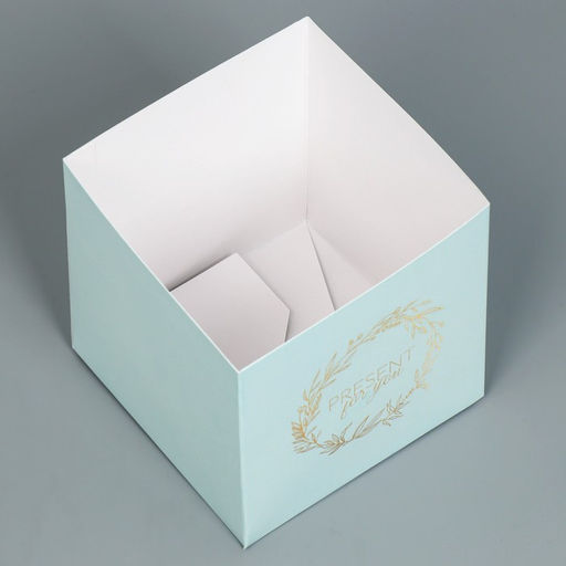 Цена за 2 шт. Коробка подарочная для цветов с PVC крышкой, упаковка, «Present», 12 х 12 х 12 см