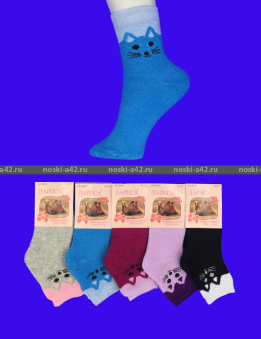 Цена за 12 пар. Лариса носки детские на девочку Кошка внутри махра 15-20 ( длина стопы носка 12-13 см)  фото 14