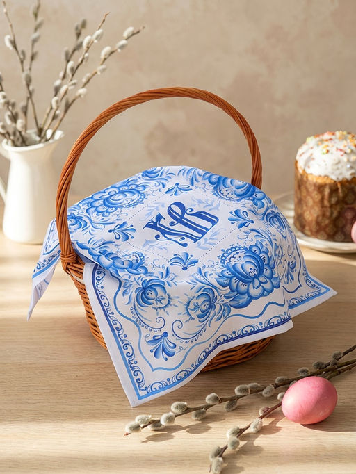 Салфетка пасхальная на стол «Гжель ХВ» 65×65 см