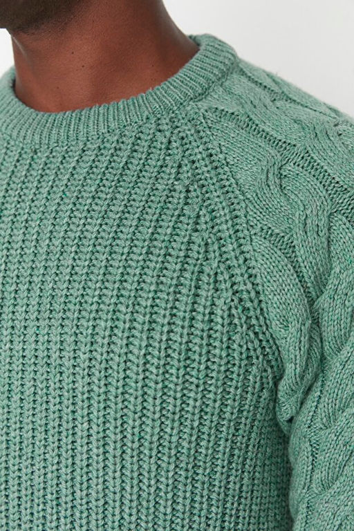 Mint Casual Unisex Regular Fit Y_nl_ Bisiklet Yaka Sa_ _rg_ Detayl_ Triko Kazak TMNAW22KZ2059 - Trendyolmilla фото 2