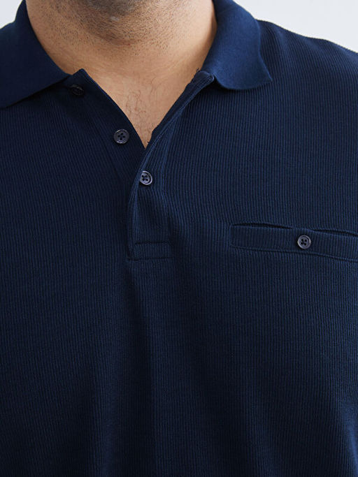 B?y?k Beden Polo Yaka Erkek Sweatshirt