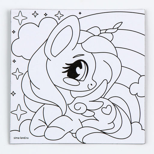 Цена за 2 шт. Магнит-раскраска «Единорожка», 10×10 см