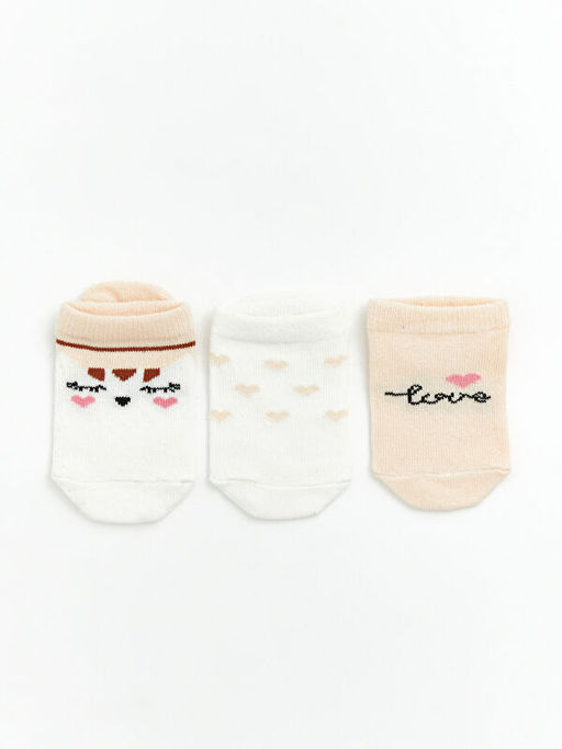 Desenli K?z Bebek Patik ?orap 3l?