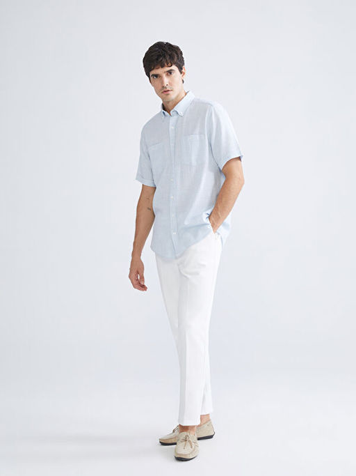 Regular Fit K?sa Kollu Arm?rl? Erkek Dokulu G?mlek