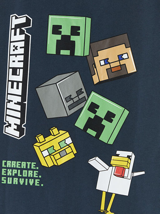 Bisiklet Yaka Minecraft Bask?l? Erkek ?ocuk Atlet