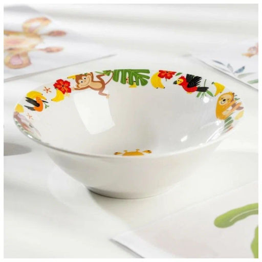 Набор Джунгли 3 предмета: кружка 240 мл, миска 18 см, тарелка 19 см в подар упаковке арт.MFKS3-2 /МФК/  фото 10