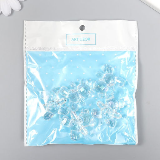 Цена за 6 шт. Бусина для творчества пластик Медвежонок 3D прозрачный перламутр 3х1,5х3,2 см - Арт узор фото 5