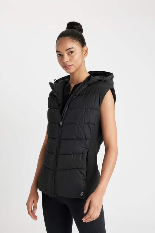 Водоотталкивающий надувной жилет с капюшоном DeFactoFit для спортсменов узкого кроя  фото 4