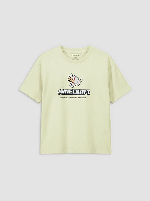 Bisiklet Yaka Minecraft Bask?l? Erkek ?ocuk Ti??rt