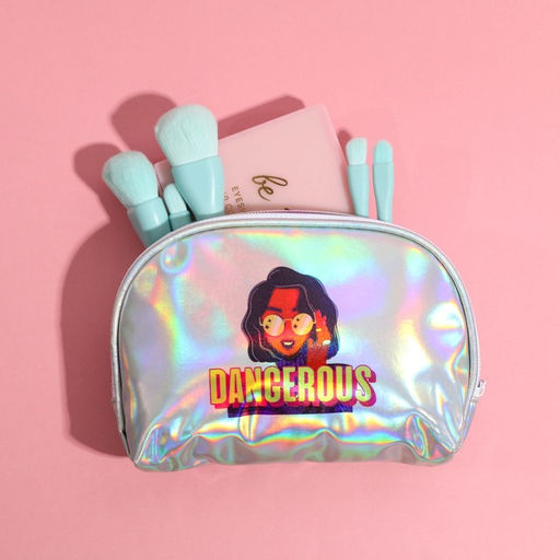 Косметичка-трапеция DANGEROUS, голографический PVC, 20 х 13 см - Beauty fox фото 2